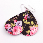 Black Rose Leather Earrings